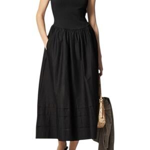 NWT J. Crew Petite Drop Waist Mixy Dress Black Size MP Midi Dress